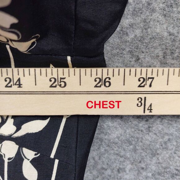 SILKLAND Jacket Womens Size 2X Black White Silk Floral Lined Classic Full Zip - Picture 4 of 9